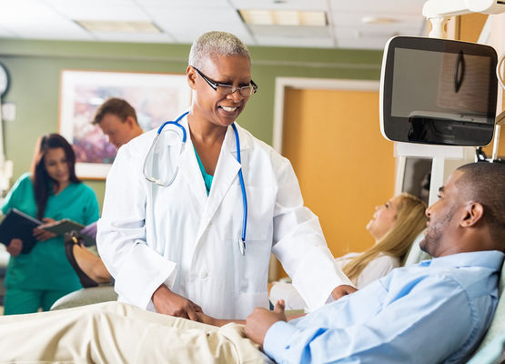 Doctor and patient interacting